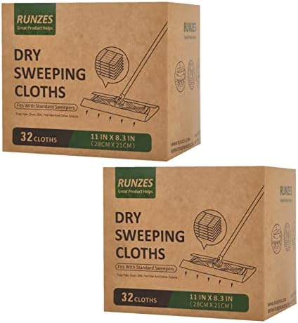 Runzes Dry Sweeping Cloths White Deep Textured Mopping Cloth to Trap Dust, Dirt, Pet Hair 64 Count