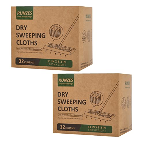 Runzes Dry Sweeping Cloths White Deep Textured Mopping Cloth To Trap Dust, Dirt, Pet Hair 64 Count #TOP6