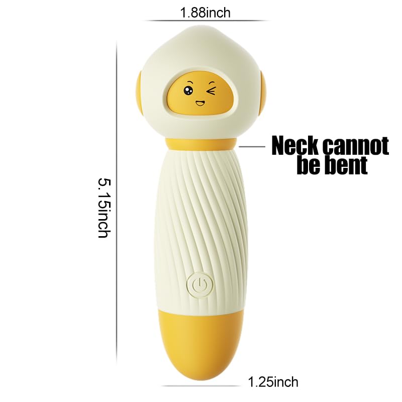 Image of Cute Cartoon Mini Massager - Handheld USB Rechargeable & Quiet - 10 Patterns Personal Vibration Wand for Women Neck, Back, Tension Relief & Sports Recovery (Milky White)