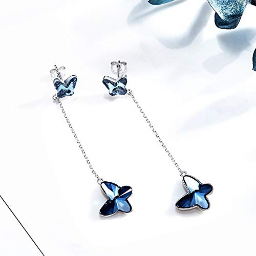Pendientes de mariposa de Plata 925 con cristales lujo para mujer 5