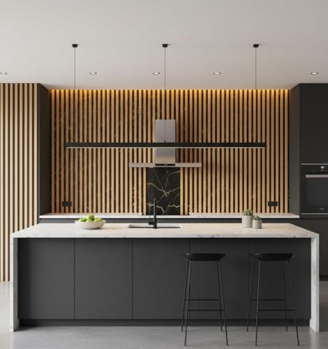 Image of Black & Gold Louver Wooden Wallpaper for Wall 45x300cm Self-Adhesive Waterproof PVC Wall Sticker for Living Room, Bedroom, TV Unit Background, Office, Hall & Home Interior Decoration