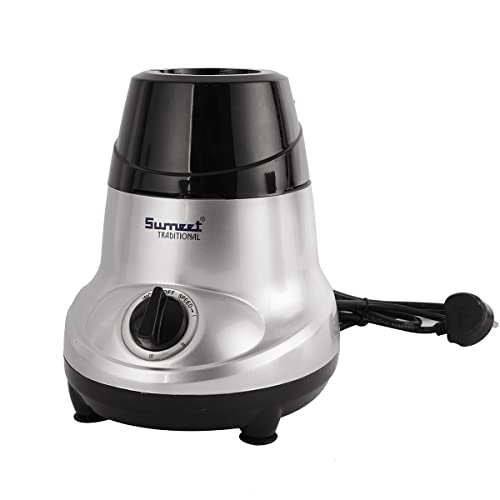 Image of Sumeet Traditional 750 Watt Mixer Grinder with Leak proof 3 Jars (Liquidizing, Wet Grinding and Chutney Jar), Stainless Steel blades (Model-Amica, Color-BlackGrey)