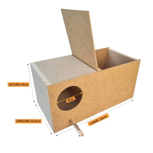 Ninho para Calopsita em MDF, Casa de Pássaro com Gancho, Criadeira para Gaiola