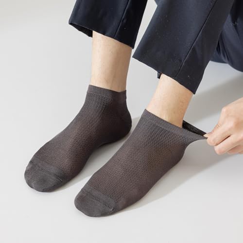 6 Pairs Thin Ankle Socks for Men Breathable Mulberry Silk Socks Mesh Low Cut Soft Casual Socks Size 7-113