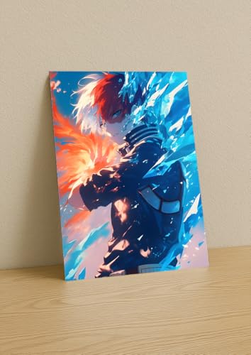 Image of NIJUKA Anime Printed A4 Size Metal sheet Poster For Home And Room Decoration | For Anime Art Fans Boys And Girls (Todoroki Hot Cold)