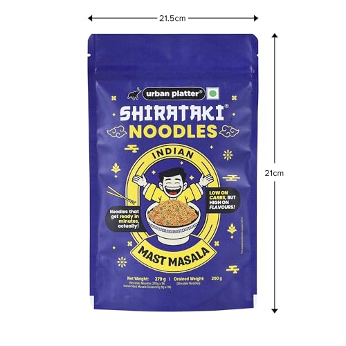 Image of Urban Platter Indian Mast Masala Shirataki Noodles, 279g (Konjac Noodle | Keto-friendly, Low-Carb, Fat-free | Zesty Indian Masala | Ready in Minutes)