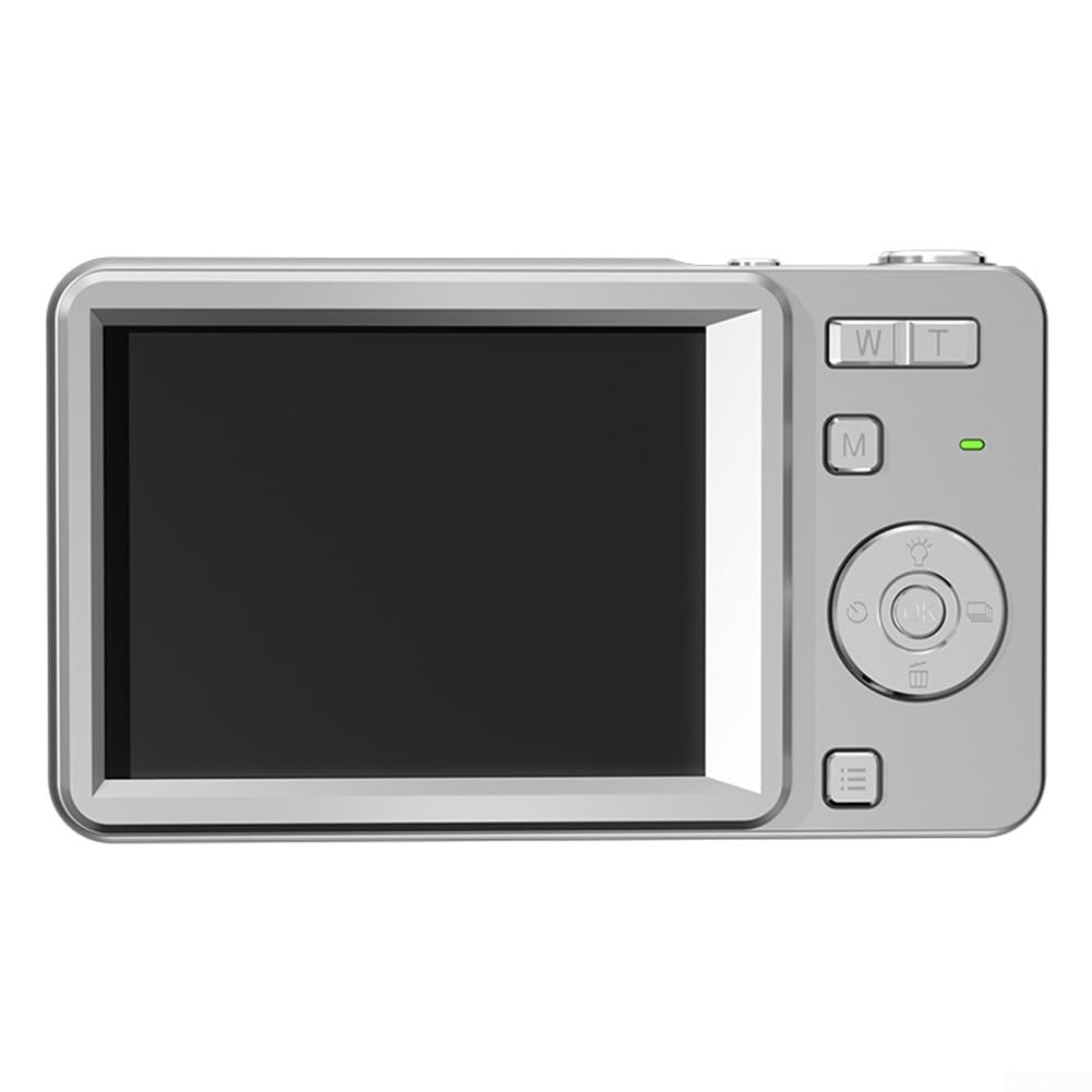 Fotocamera digitale scorrevole, 64 MP, zoom 16x, video 4K, stabilizzazione elettronica, compatta, in metallo, ABS, supporto per schede TF per studenti e viaggi (argento)
