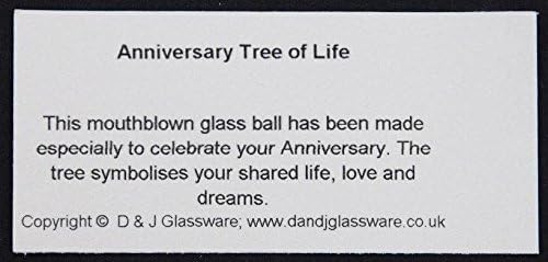 D&J Glassware Anniversary Tree of Life Glass Friendship Ball, White, Red, Gold - Image 4
