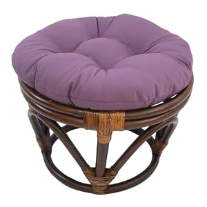 International Caravan Furniture Piece Rattan Footstool with Twill Cushion International Caravan Furniture Piece Rattan Footstool with Twill Cushion