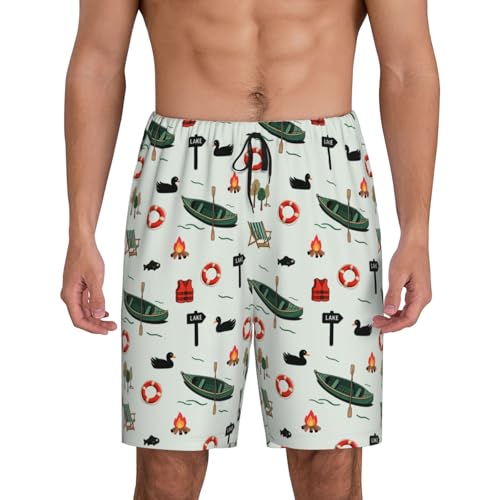 Mens Pajama Shorts, Pajama Bottoms for Men, Soft Sleep Shorts,Casual Pjs Pants with Pockets Drawstring