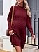 Saodimallsu Womens Maternity Sweater Dress Cable Knit Sexy Bodycon Crew Neck Long Sleeve Fall Mini Sweaters Dresses Wine Red