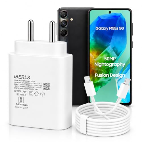 Image of 25W Pd 3A Type-C Super Fast Charging Adapter with 1M Type C Cable for Galaxy M55s /M17 /M17e /M06 /M36 /M07 /M56 /M16 / M05 /M15 /M35 /M55 /Tablet /Galaxy Watch- Charge Your Device with 25 Watt USB C Fast Charger