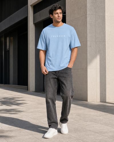 Image of Nobero Men's Oversized Graphic T-Shirt for Men | Soft Cotton | Drop Shoulder Relaxed Fit | Printed Casual Tshirt for Men