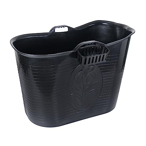 FlinQ Bañera Negro Portátil | Para Adultos y Niños XL | Ideal Para Cuartos de Baño Pequeños | De Exterior | De Plástico Para Ducha
