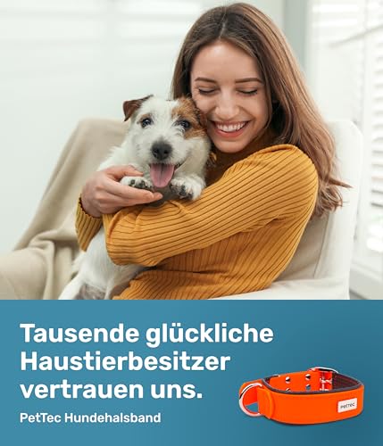 PetTec Halsband für große & kleine Hunde aus Trioflex™ | wetterfest & verstellbar in Farbe | Hundehalsband in Rot, Braun, Schwarz & Leuchtend Orange