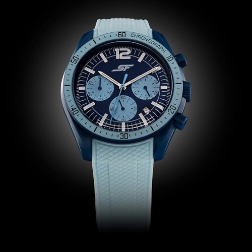Image of SF Genesis-Bold Chronograph Quartz Analog with Blue Dial Light Blue Silicon Strap Watch for Men - 77186PP02