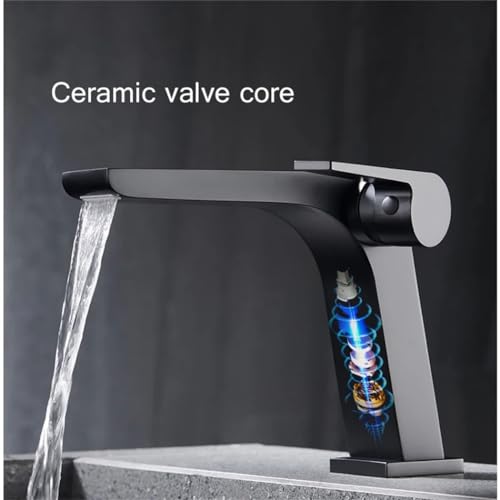 Robinet de lavabo cascade en laiton mitigeur eau chaude et froide noir