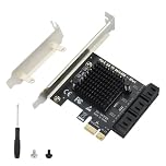 ELUTENG PCIe X1 SATA Expansion Card 6 Ports 6Gbps PCI-E to SATA 3.0 Adapter for X1/X4/X8/X16 Slot PCI Express Controller Card with Low Profile Bracket Compatible with Windows 10/7/8/XP/Vista/Linux