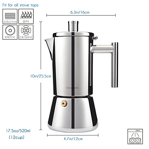 image for Easyworkz Diego Stovetop Espresso Maker Stainless Steel Italian Coffee