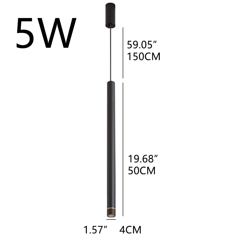 Minimalistyczna lampa wisząca z cylindrem Oprawy sufitowe do sypialni Żyrandol Żyrandol podsufitowy 5 W Czarna pojedyncza głowica Lampa wisząca Nowoczesne oświetlenie LED Aluminiowy żyrandol z długą