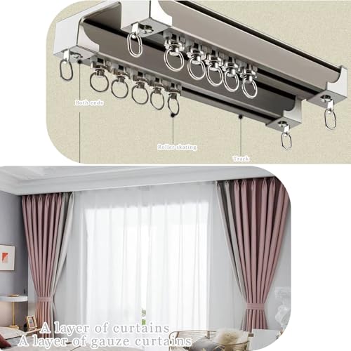 Tringle à rideaux double robuste pour plafond de grande fenêtre