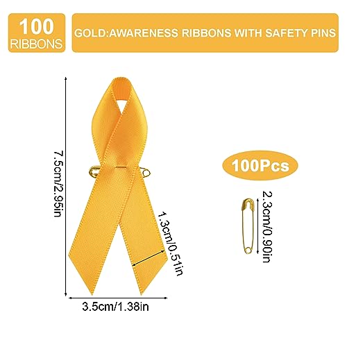 WANDIC Gold Ribbon with Safety Pins - Image 2