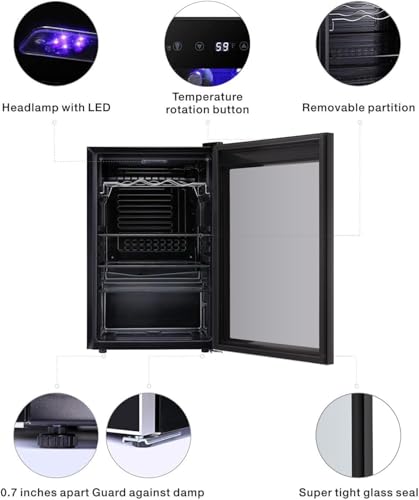 Image of Antarctic Star 36 Bottle Wine Cooler /Cabinet BeverageRefrigerator Small Mini Wine Cellar Beer Soda Bar Fridge Quiet Operation Compressor Adjust Temperature Freestanding Black, 4.4 Cu. ft