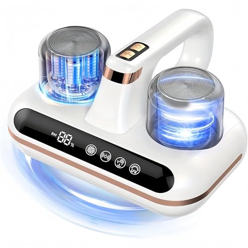 Vxoyo Mattress Vacuum Cleaner, 4 in 1 Cordless Mattress Vacuum Cleaner With UV Light & LED Screen, Double-Cup, Ultrasound, Strong Suction Anti Dust Mite handheld vacuum cleaner for Bed, Sofa, Pillows