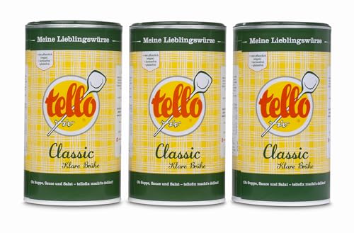 tellofix Classic Klare Brühe 3x900g vielseitige Gemüse Brühe als Universal-Würzmittel zum Verfeinern von Suppen - kalorienarm glutenfrei lactosefrei & vegan keine Farb- oder Konservierungssstoffe