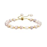 vissen White Pink Baroque Freshwater Pearl Bracelet For Women Gold Plated