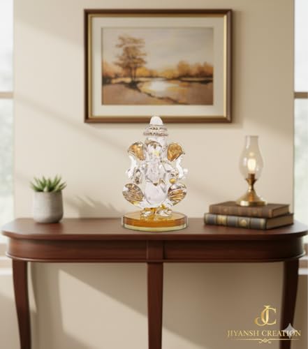Image of Ganesha Idol for Car Dashboard Cute Ganesh Idol for Car Dashboard | Ganesh Ji | Ganpati Bappa | Ganesh Ji Ki Murti. (Crystal Ganesha)