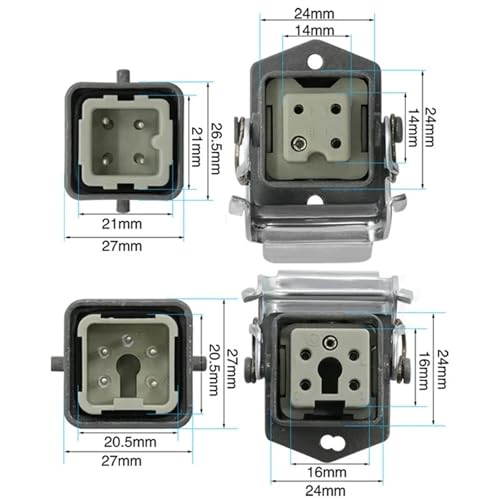 Conector industrial HDC-HA-2, 8 núcleos, 10/16A, 250V miniatura 5