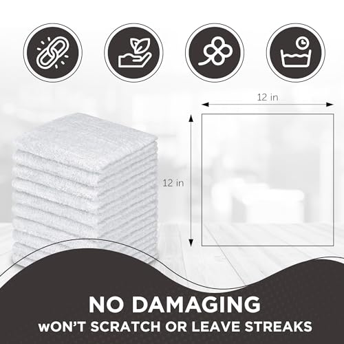 Image of DecorRack 60 Pack 100% Cotton Wash Cloth, Luxurious Soft, 12 x 12 inch Ultra Absorbent, Machine Washable Premium Quality Washcloths, White (60 Pack)