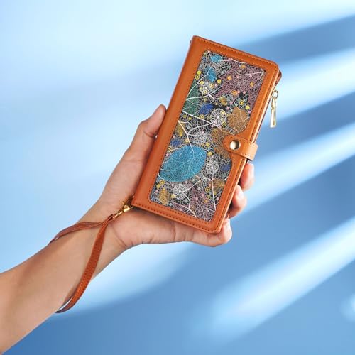 Étui iPhone 16 Plus marron pour ne plus perdre vos pièces de monnaie grâce au portefeuille zip