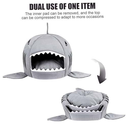 Cat Cave Requin lit pour chat antidérapant et résistant aux rayures - 4