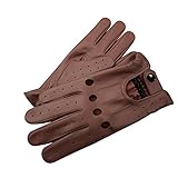 Knöchel-Poren. Designer J Wilson Herren Klassische Fahrhandschuhe Chauffeur Weiches Lammfell Leder Kleidung Mode Motorrad-Handschuhe Retro Vintage Stil in Geschenkverpackung Gr. Medium, braun