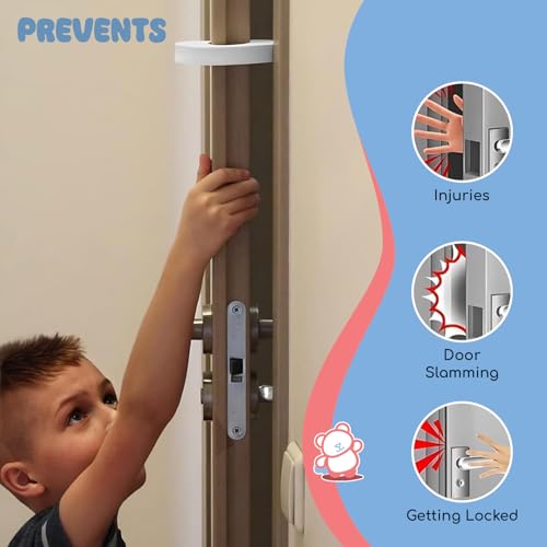 Image of BabyPro Baby Proofing Finger U-Shape Door Guard (Pack of 4, White) for Kids Safety, Non-Toxic EVA Foam, Children Safety Door Slam Stopper, Prevents Finger Pinch Injuries & Pet from Getting Locked