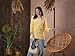 Ada Hand Embroidered Indian Chikankari Straight Cotton Tunic Top Kurti Shirt for Women A509732 (Yellow, Medium)