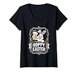 Women's Hoppy Easter Funny Bunny Beer Lover Gifts V-Neck T-Shirt