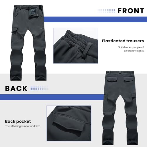 Freiesoldaten Men's Outdoor Winter Trousers Water-Resistant Softshell Fleece Lined Hiking Ski Trekking Walking Pants Grey - Image 2