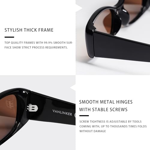 VANLINKER Trendy Small Polarized Rectangle Sunglasses for Women Men Retro 90s Shades VL97874