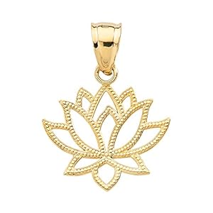 10k Yellow Gold Open Design Lotus Flower Pendant