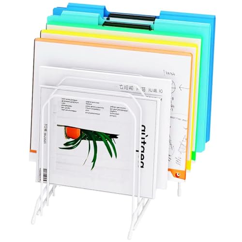 Incline Sorter Desk File Organizer, Metal Desk Magazine Folder Holder with 8-Section Vertical Compartments Rack File Organizer for Office, Home, School