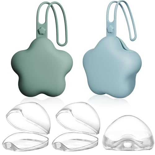 5 Stück Schnullerbox,2 Stück Silikon Schnulleraufbewahrung und 3 Stück Transparent Plastik Schnullerboxen,Portable Dustproof Schnullerbox,Silikon Schnuller Aufbewahrungsbox,Baby Schnullertasche