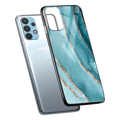 Image of COLORflow Back Cover Compatible with Samsung Galaxy A53 5G | Blue Marble Golden Stripes | Shockproof TPU Bumper Cover with Camera Protection Back Cover