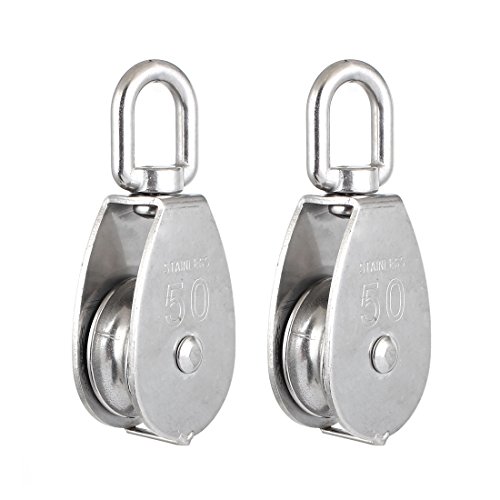 Aexit M50 304 Stainless Steel Single Wheel Swivel Snatch Pulley Block 2 Pcs (13823f913b6577c267b2dd10e20024d1)