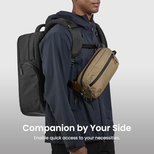Image of tomtoc 3.5L Sling Bag with RFID Blocking, Crossbody Bag Chest Shoulder Pack for Men and Women, Water-resistant Lightweight Casual Waist Fanny Pack for Travel /Daily Use