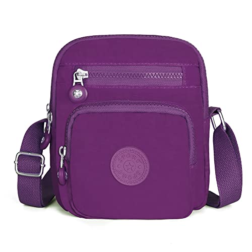 Crossbody Bags for Women Nylon Cell Phone Purse with Pockets Triple Zipper Mini Messenger Bags Cash Handbag Wallet Purse