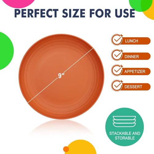 Image of Wheat Straw Dinnerware Set for 4 | Plates, Bowls, Cups Set | Unbreakable Lightweight Food Grade Tableware | BPA Free Microwave Safe Dining Set | Multicolor