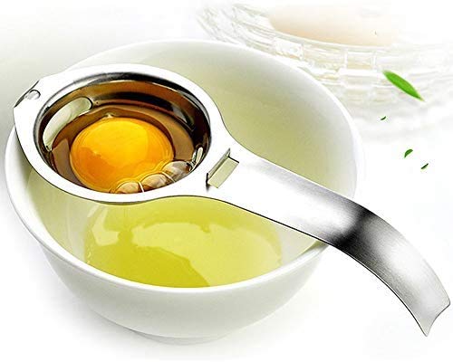 Egg Separator Egg White Separator 6.69 * 2.75 * 1.18 inches Stainless Steel Kitchen Cooking Gadget, White,yellow